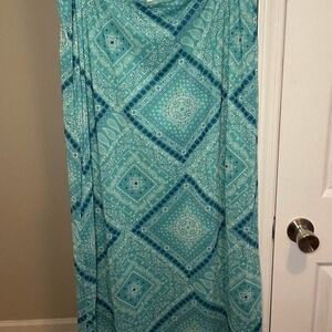 NO BOUNDARIES Teal Paisley Print Maxi Skirt Size XXL 20 Flowy Boho